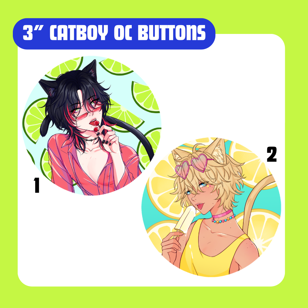 LARGE CIRCLE BUTTON - Catboy OCs